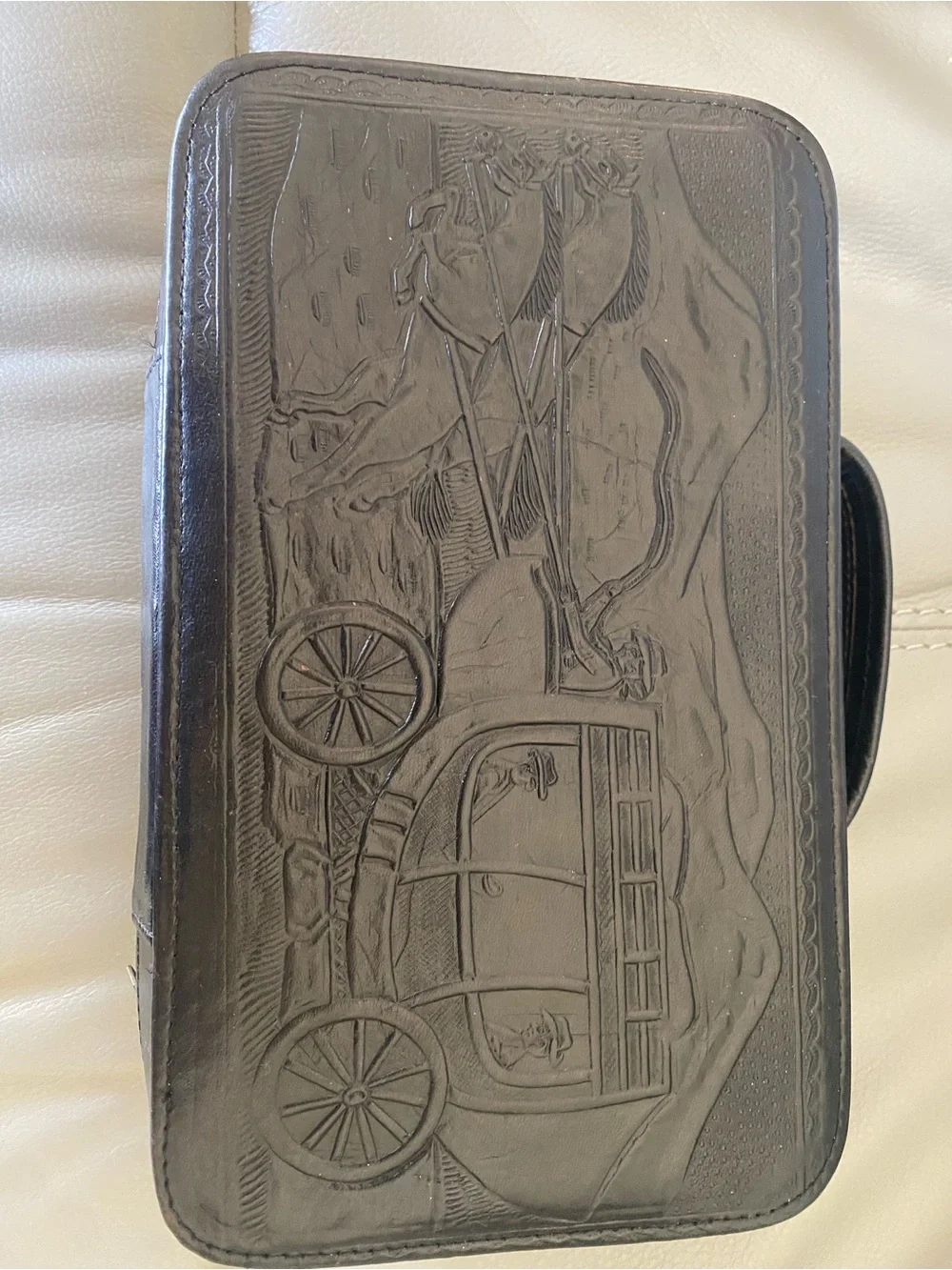 Vintage Gaitan Mexico Hand Tooled Stagecoach Vanity Case
